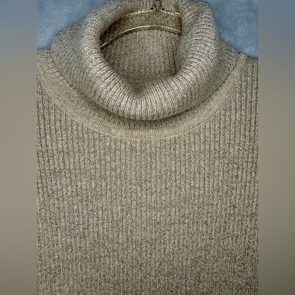 Gold Sparkly Turtleneck Sweater - Picture 3 of 5